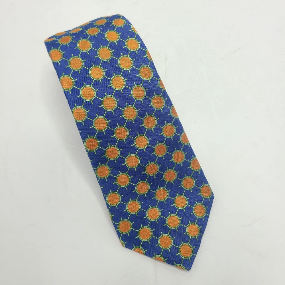 Ted Baker London Archive Silk Tie Blue Orange Sunburt Made in USA Mens Necktie
